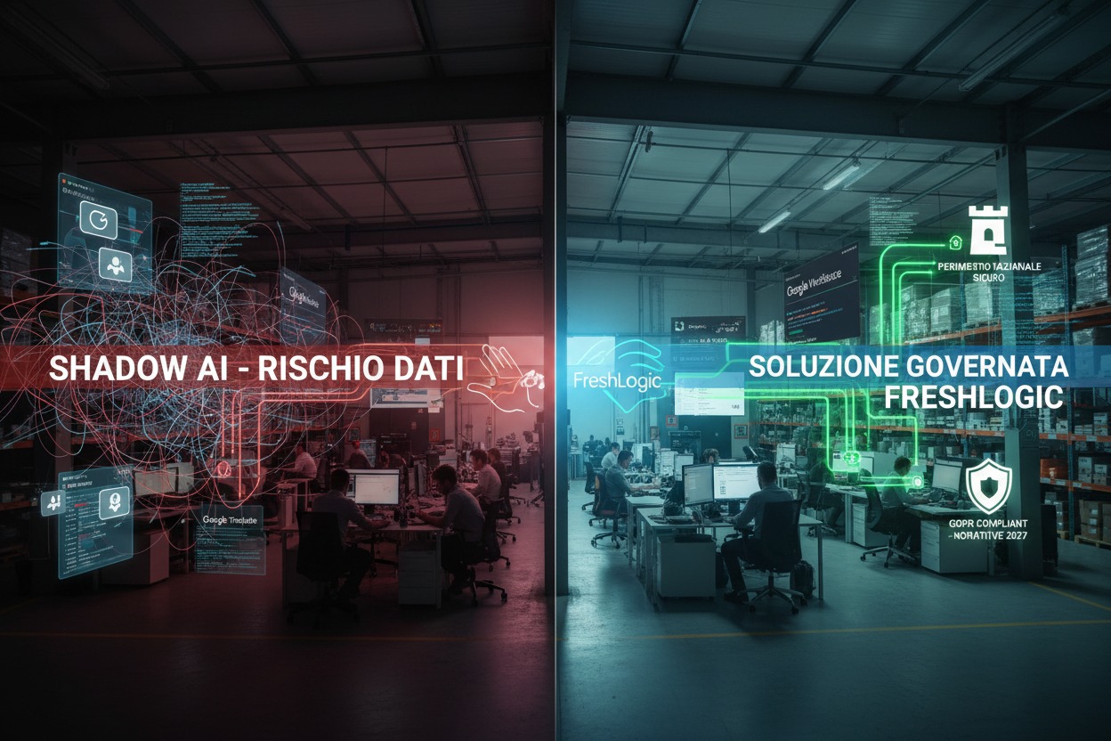 C'è un fenomeno che sta crescendo silenziosamente in quasi tutti i magazzini, uffici e aziende italiane. Si chiama Shadow AI — l'uso non governato di strumenti di intelligenza artificiale da parte dei dipendenti, al di fuori di qualsiasi controllo aziendale.